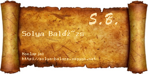 Solya Balázs névjegykártya